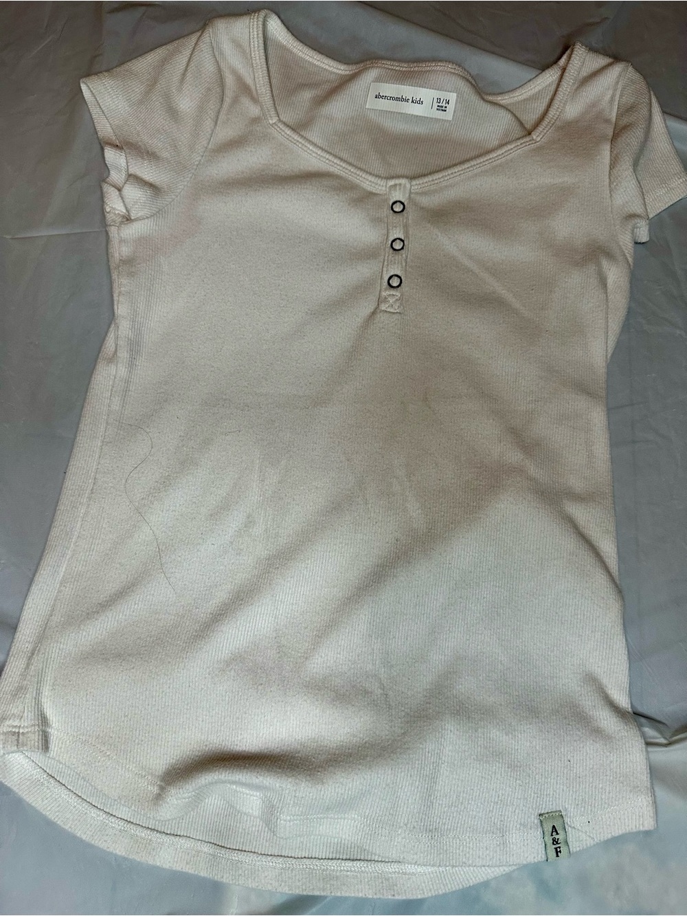 abercrombie kids Cream Short Sleeve Henley Tee